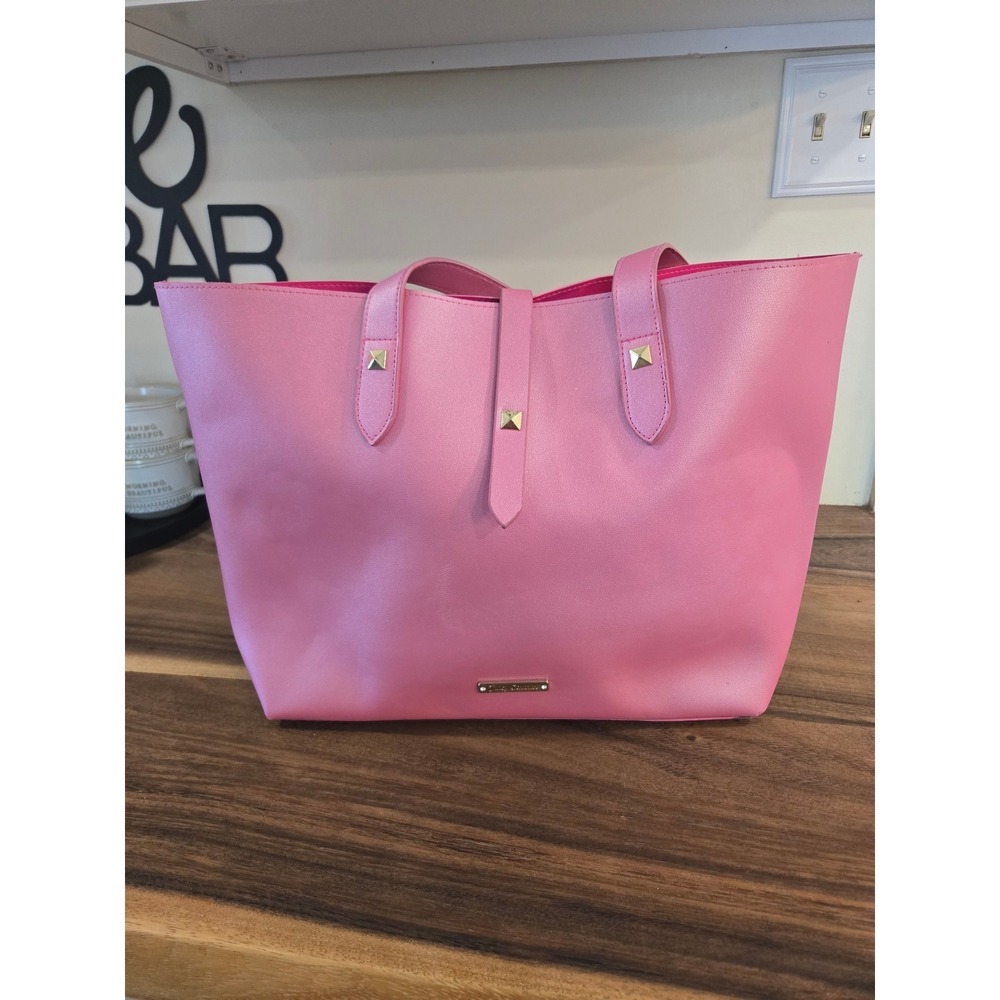Juicy Couture Elizabeth Arden Pink Faux Leather Studded Tote Bag Gold Hardware